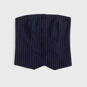 NWOT A&F Navy Pinstripe Strapless Top